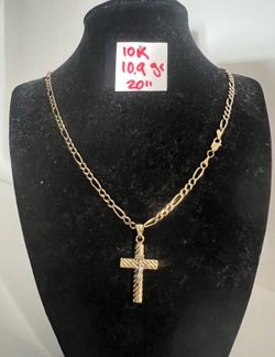 10K Solid Gold Chain and Pendant For Wedding 10.9Gr 20 Inches Long