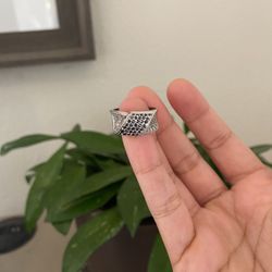 Silver Ring Size 9 Diamonds And Cubic Zirconias 