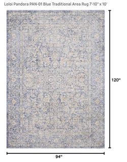 Loloi Pandora PAN-01 7'10" x 10' Area Rug, Blue/Gold