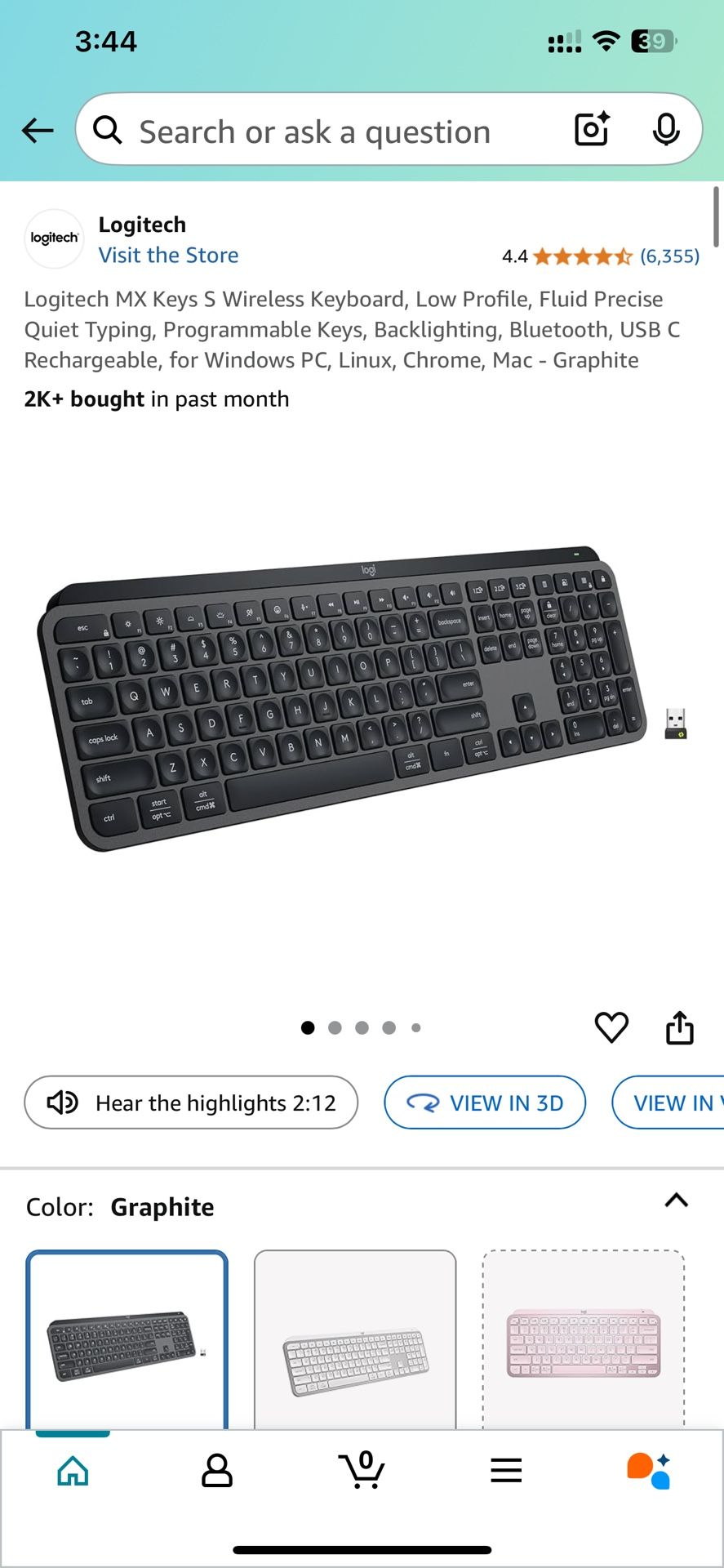 Moving Sale!! Logitech MX Keys S Wireless Keyboard, Low Profile, Fluid Precise Quiet Typing, Programmable Keys, Backlighting, Bluetooth, USB C Recharg