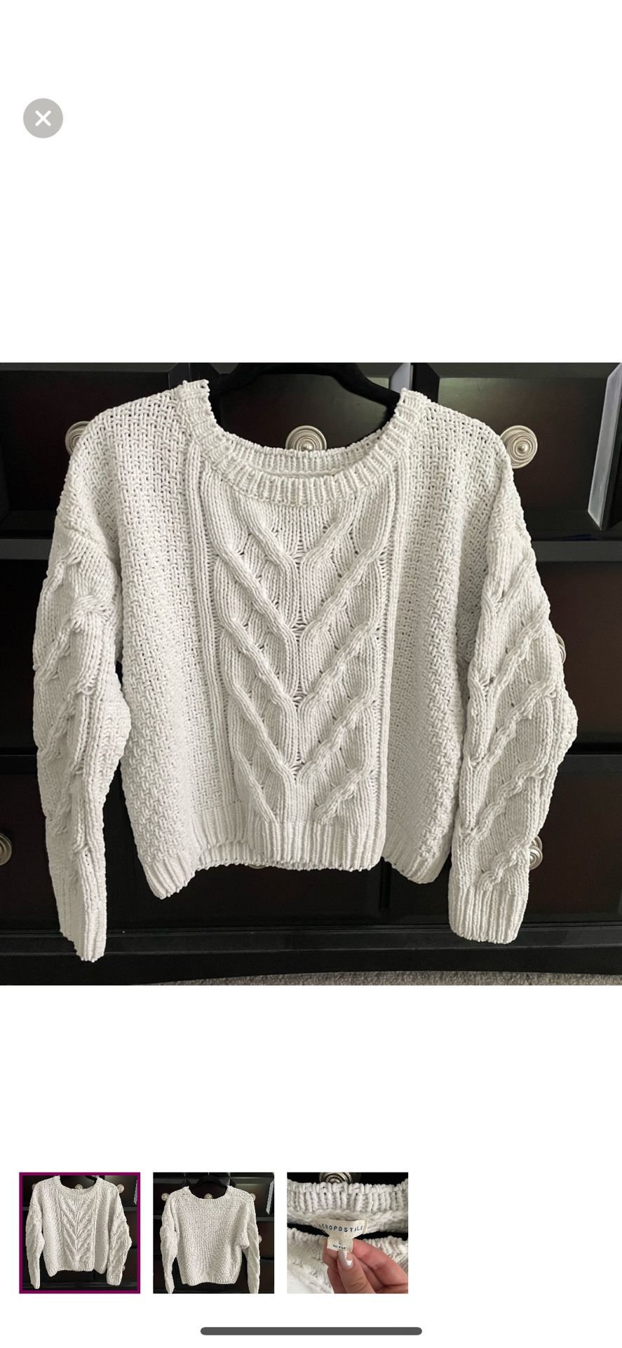 Aeropostale White Cable Knit Sweater
