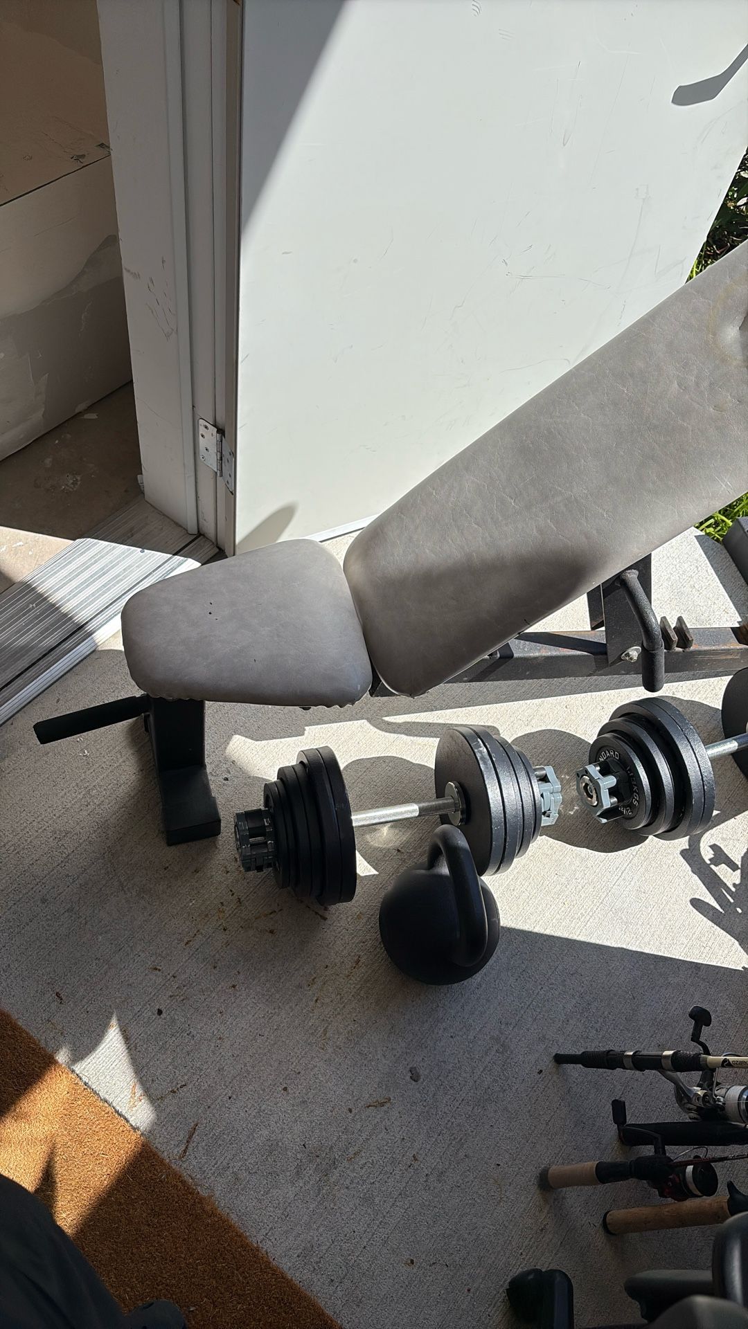 Bench With Dumbbells And Kettlebell