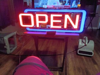 OPEN florescent sign.
