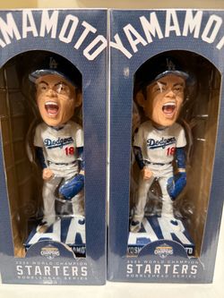 (2) Yoshinobu Yamamoto Dodgers 2025 World Champions Bobblehead – New in Box
