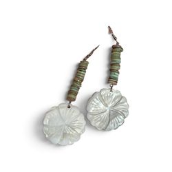 Siren Bloom Mother of Pearl & Teal Shell Earrings