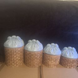 Blue Ribbon Basket Weave Canister Set 