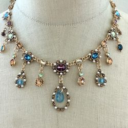 Ornate Multicolor Crystal Statement Necklace