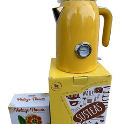 Vintage Style Yellow Kettle And Tape Dispenser NEW