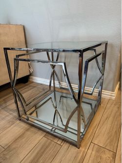 Z Gallerie chrome mirrored end table