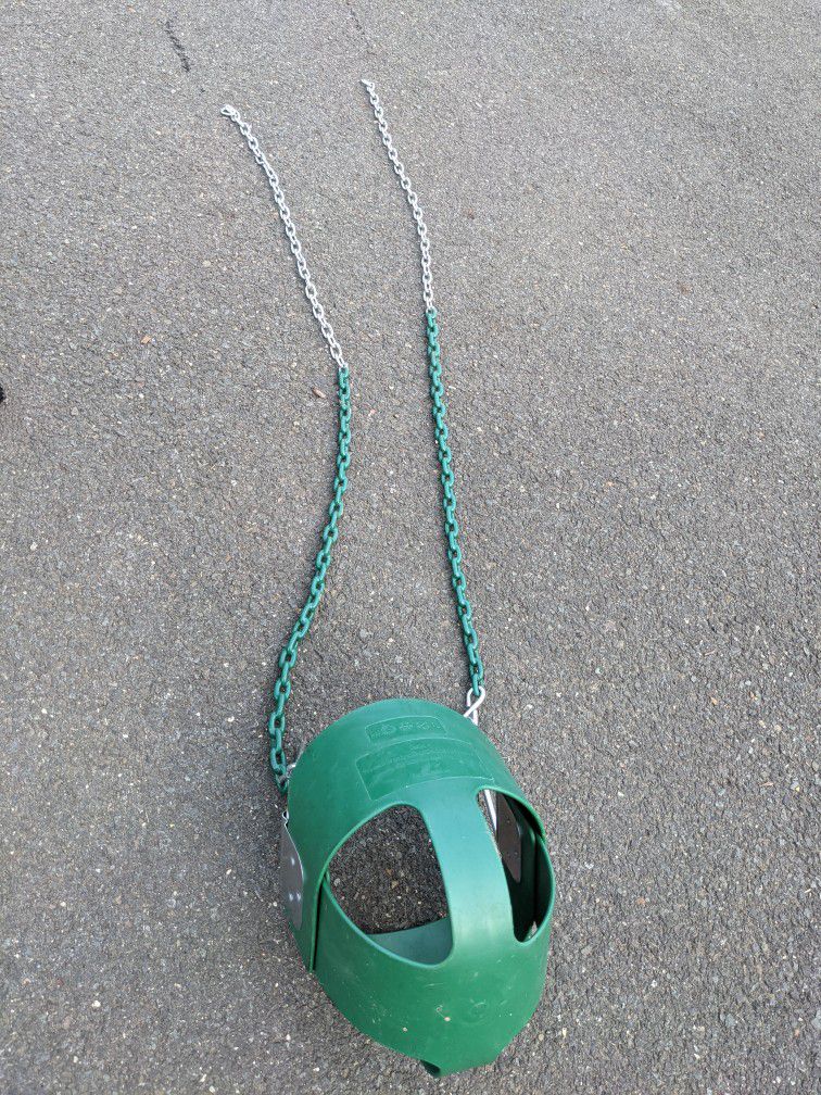 Full Bucket Toddler Swing, Green, Plastic Coated Chains