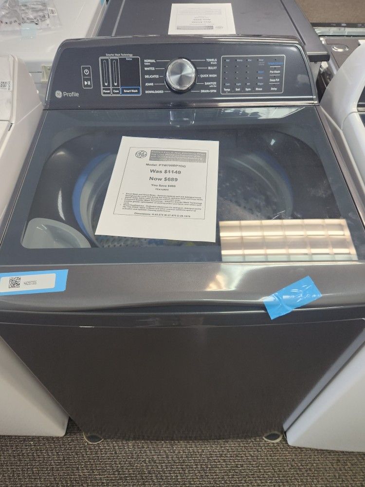 Profile 5.4 cu.ft. High-Efficiency Smart Top Load Washer in Diamond Gray with Quiet Wash Dynamic Balancing Technology