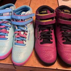 reebok free/stile hi blue & hi purple 