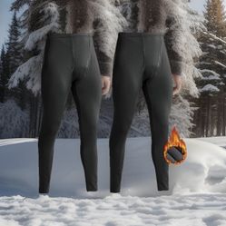Men's Fleece Lined Thermal Base Layer Bottoms 2 Pack Black 3XL Brand New In Bag