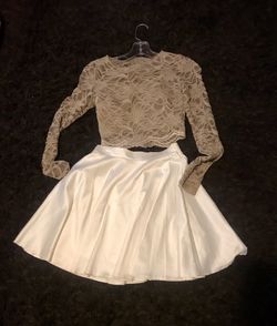 PROM DRESS , DANCE .. TWO PIECE GOLD & CREAM