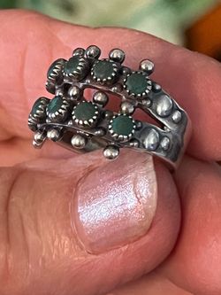 Vintage Petit Point Zuni Sterling and Turquoise Ring.