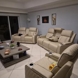 New Beige Power Reclining 3-Pc Set — Sofa • Loveseat • Chair 
