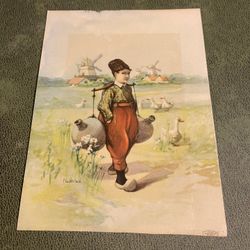 Vintage Ohio Art Dutch Girl Print 3.5”x7.5”