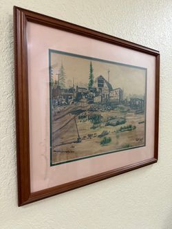 Framed Vintage 1949 Jack Guyé Rustic Barn & Farmhouse Art Print (21" x 17.5")