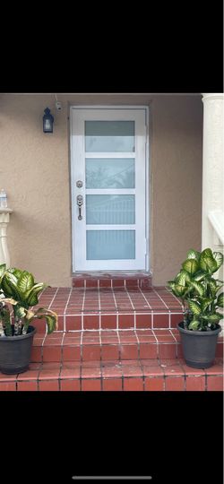 White Modern Front Door with Glass Panels