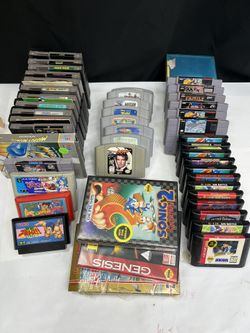Lot of 45 vintage games NES SNES SEGA GENESIS AND Nintendo 64 cartridges