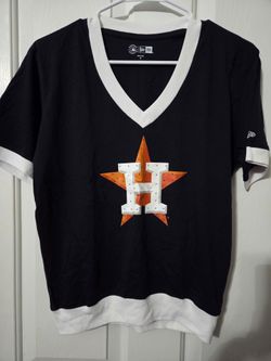 Houston Astros M NewEra Rhinestone V Neck Shirt $40 Retail