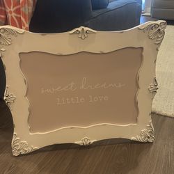Sweet dreams, little love, dusty pink with white wood frame art
