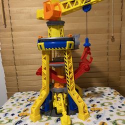 Rubble & Crew PAW Patrol Bark Yard Crane Tower Playset Action Figure Toy Bulldozer Kids Toys with Action Figure Kinetic Build-It Play Sand