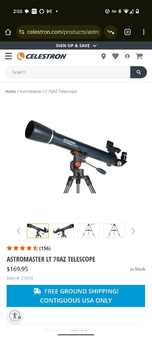 Telescope - Celestron AstroMaster LT70