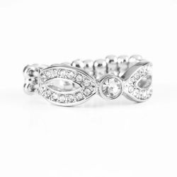 Paparazzi White Rhinestone Ring 