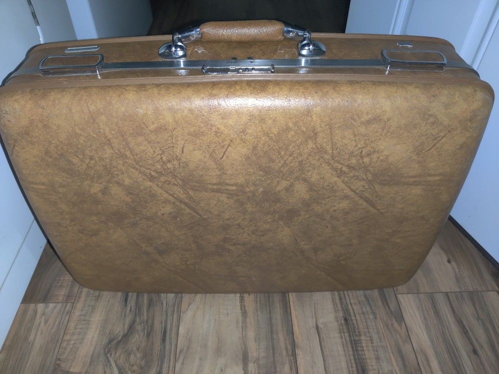 Vintage Hard Shell American Tourister Light Brown Suitcase Luggage