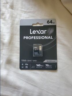 Lexar Professional 1066x 64GB SDXC UHS-I Memory Card SILVER Series, C10, U3, V30, Full-HD & 4K Video, Up To 160MB/s Read, for DSLR and Mirrorless Came