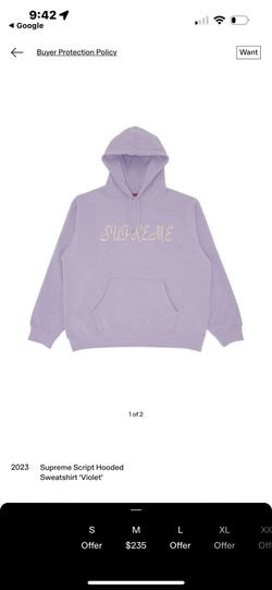Supreme Cursive Logo Purple and Pink Hoodie Size M
