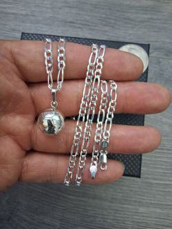 Cadena y soccer ball plata 925 24" 3.7mm