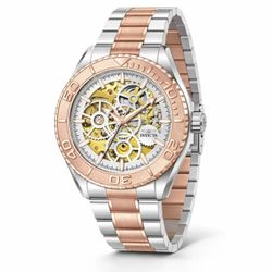 Invicta Objet D Art Automatic Men’s Watch, Skeleton Dial, Silver/Rose Gold New
