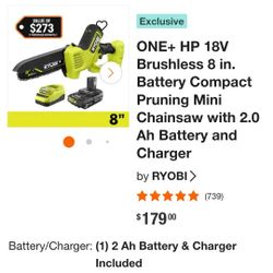 Ryobi Chain Saw 8" Battery