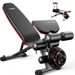 HARISON Weight Bench - Adjusta.ble Workout Bench Press for Home Gym with Leg Extension and Preacher Pad