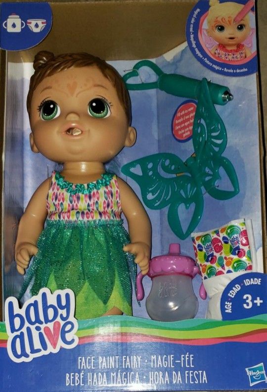 Baby Alive Face Paint Fairy Doll Brunette NEW!
