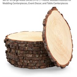 Set of 10 Large Wood slices- used once to place decorations