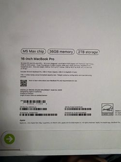 16 in macbook pro M5 Max chip