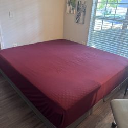 King Size bed matress + base + memory foam topper