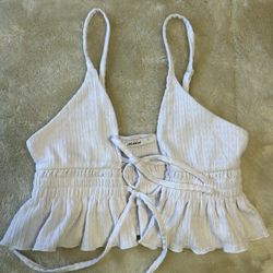 White Beachy Tie Top