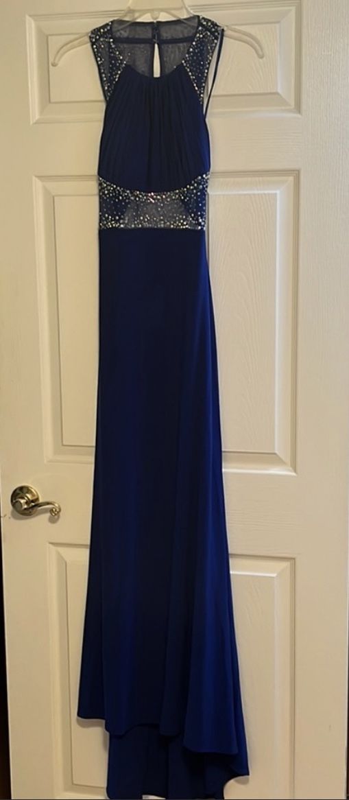 Blue Beaded Evening Gown by Morgan & Co