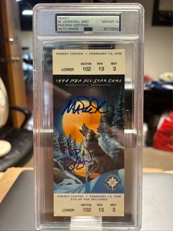 Magic Johnson/ Larry Bird Autograph 1994 Nba All-Star Game Ticket PSA 10