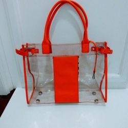 Melissa Odabash Y2K Orange Clear Vinyl Women's Tote Bag 