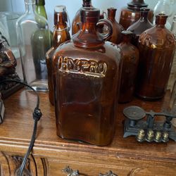 Antique Brown Amber Cleaner  Glass Bottles