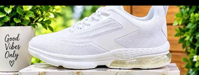 White Knit Sneaker with Air Cushion Sole