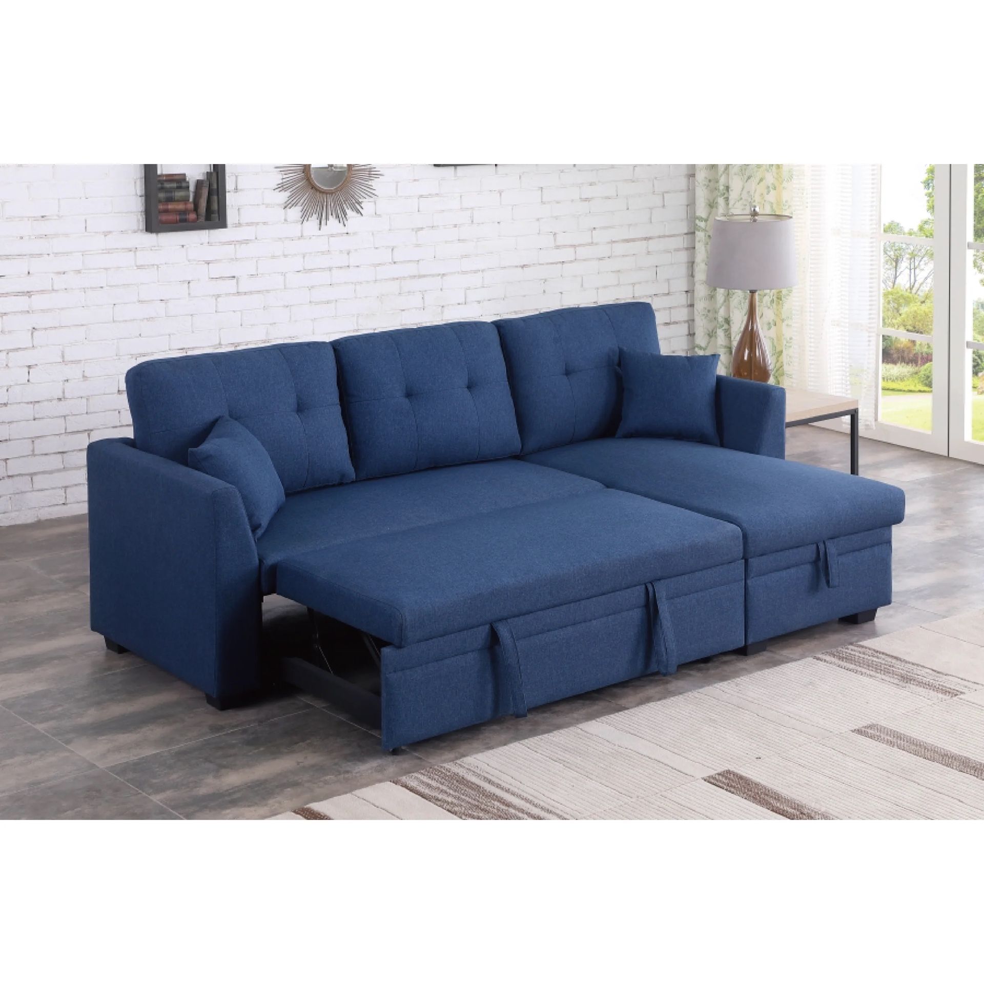 Reversible Pull Out Sleeper Sofa Bed Couch with Storage Chaise