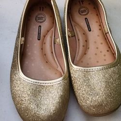 Gold Glitter Flats Girls Size 11