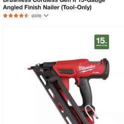  Milwaukee M18 FUEL 18-Volt Lithium-Ion Brushless Cordless Gen II 15-Gauge Angled Finish Nailer (Tool-Only)