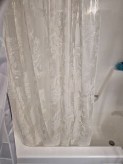 White Floral Lace Shower Curtain